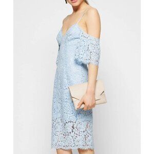 Bardot Karlie Cold Shoulder Black Lace women Dress Size 6 blue mini dress